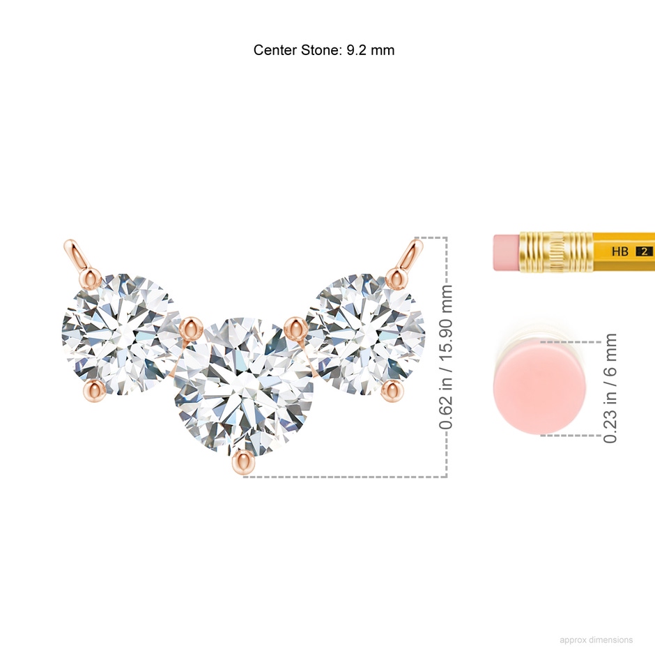 9.2mm FGVS Lab-Grown Classic Trio Diamond Necklace in Rose Gold ruler