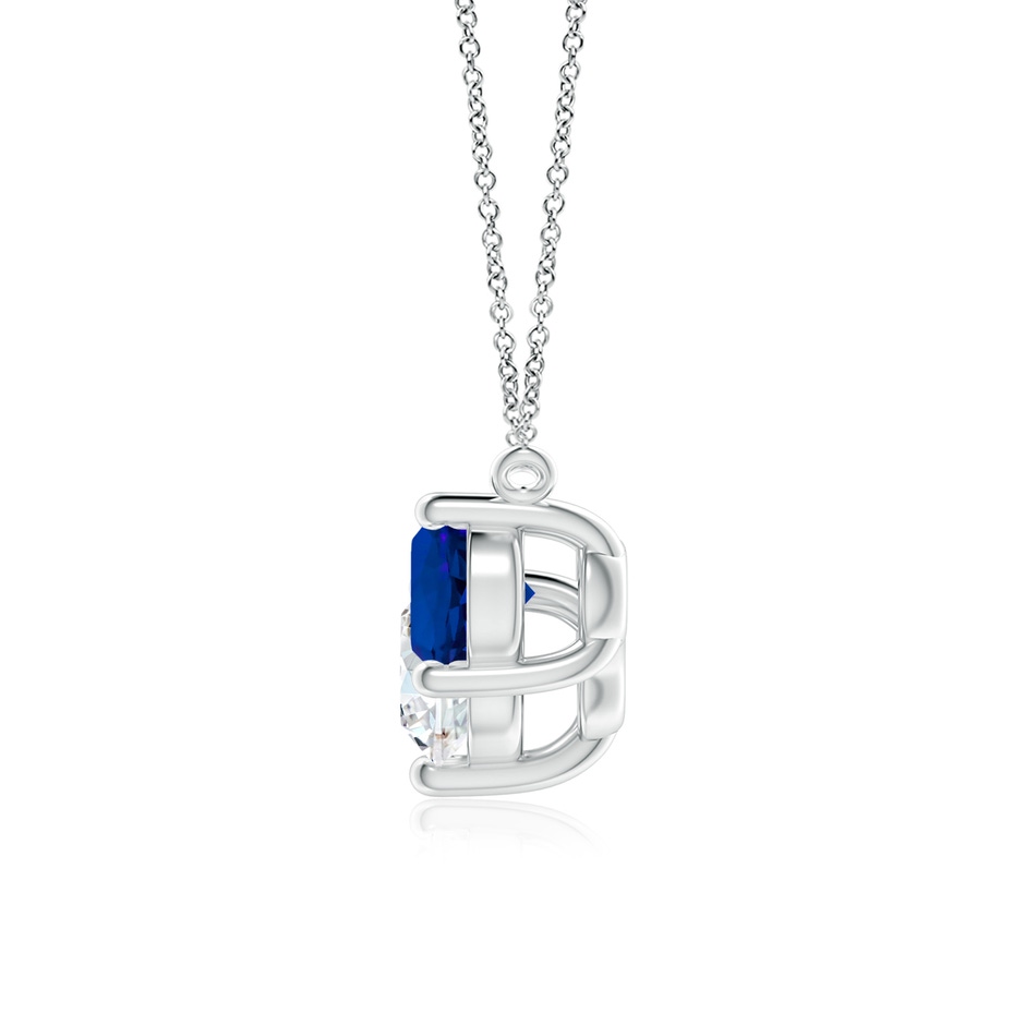 7mm FGVS Lab-Grown Round and Blue Sapphire Diamond Three Stone Necklace in White Gold side 199