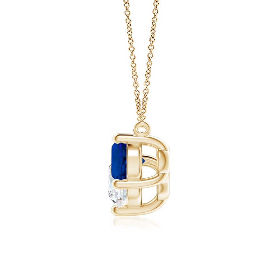 7mm FGVS Lab-Grown Round and Blue Sapphire Diamond Three Stone Necklace in Yellow Gold side 199