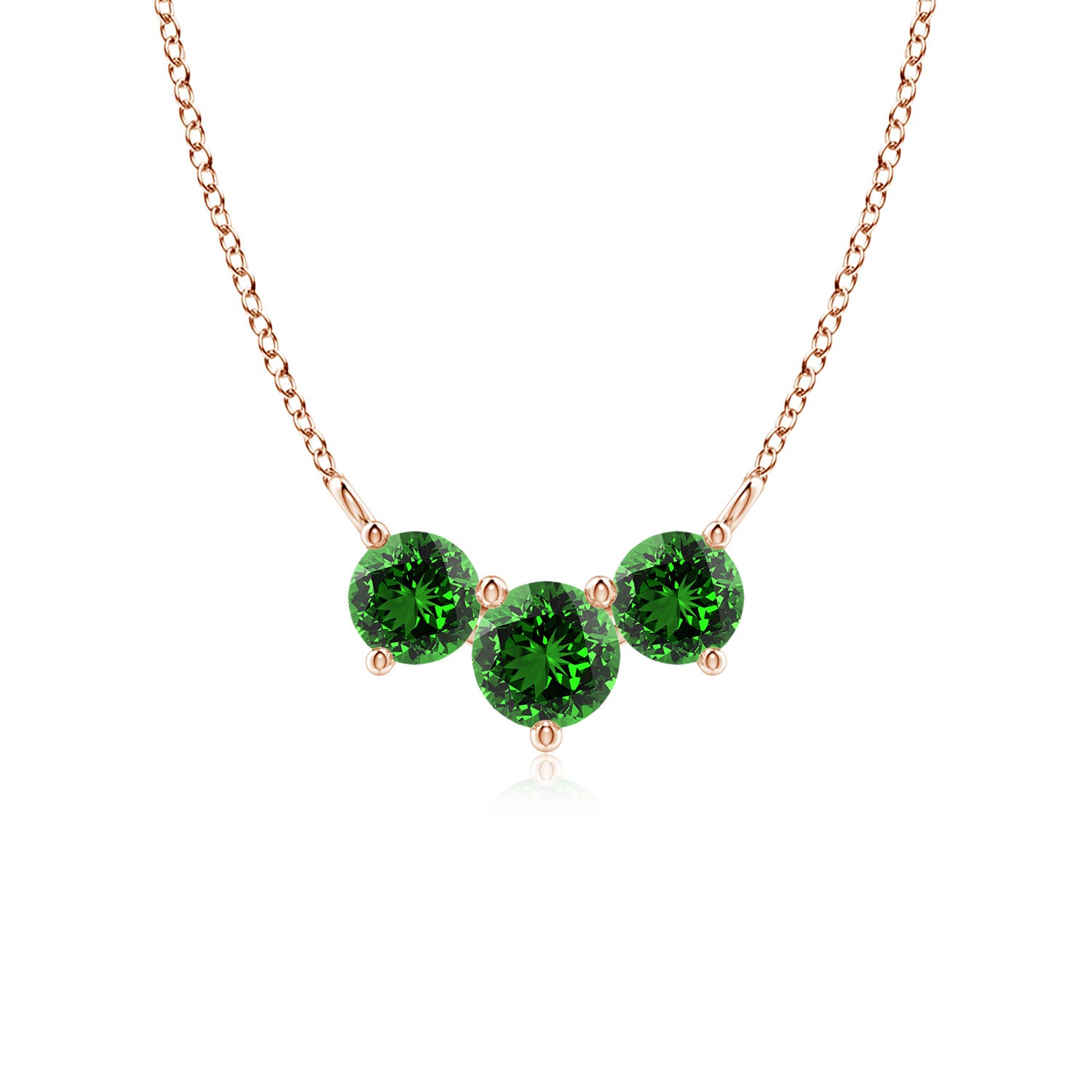 14KT Rose Gold Half Bezel Set Round Emerald Necklace – LSJ
