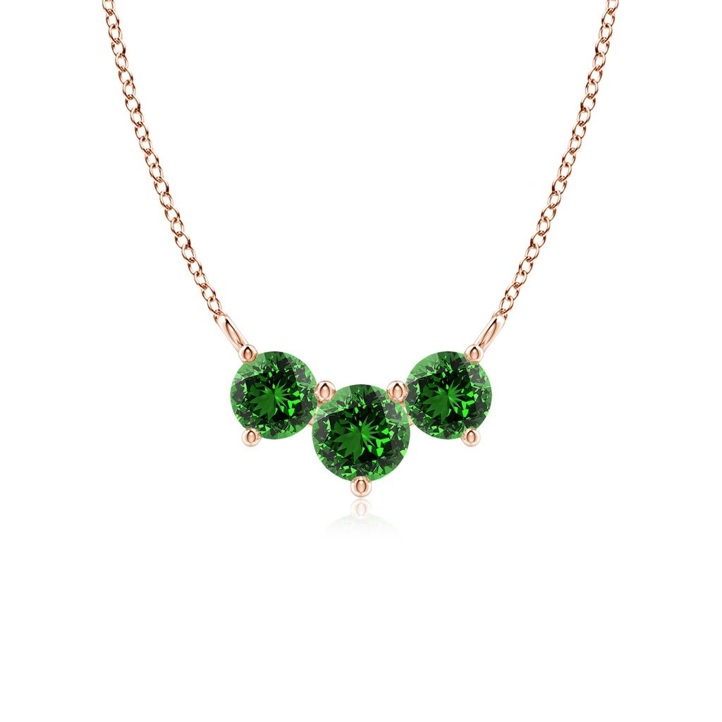5mm Labgrown Lab-Grown Classic Trio Emerald Necklace in Rose Gold
