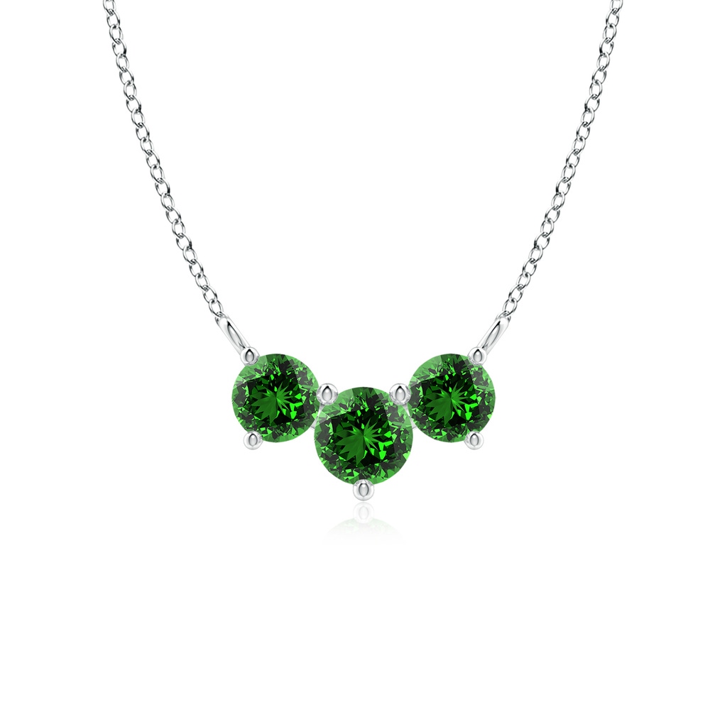 5mm Labgrown Lab-Grown Classic Trio Emerald Necklace in White Gold