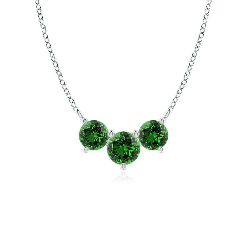 5mm Labgrown Lab-Grown Classic Trio Emerald Necklace in White Gold 