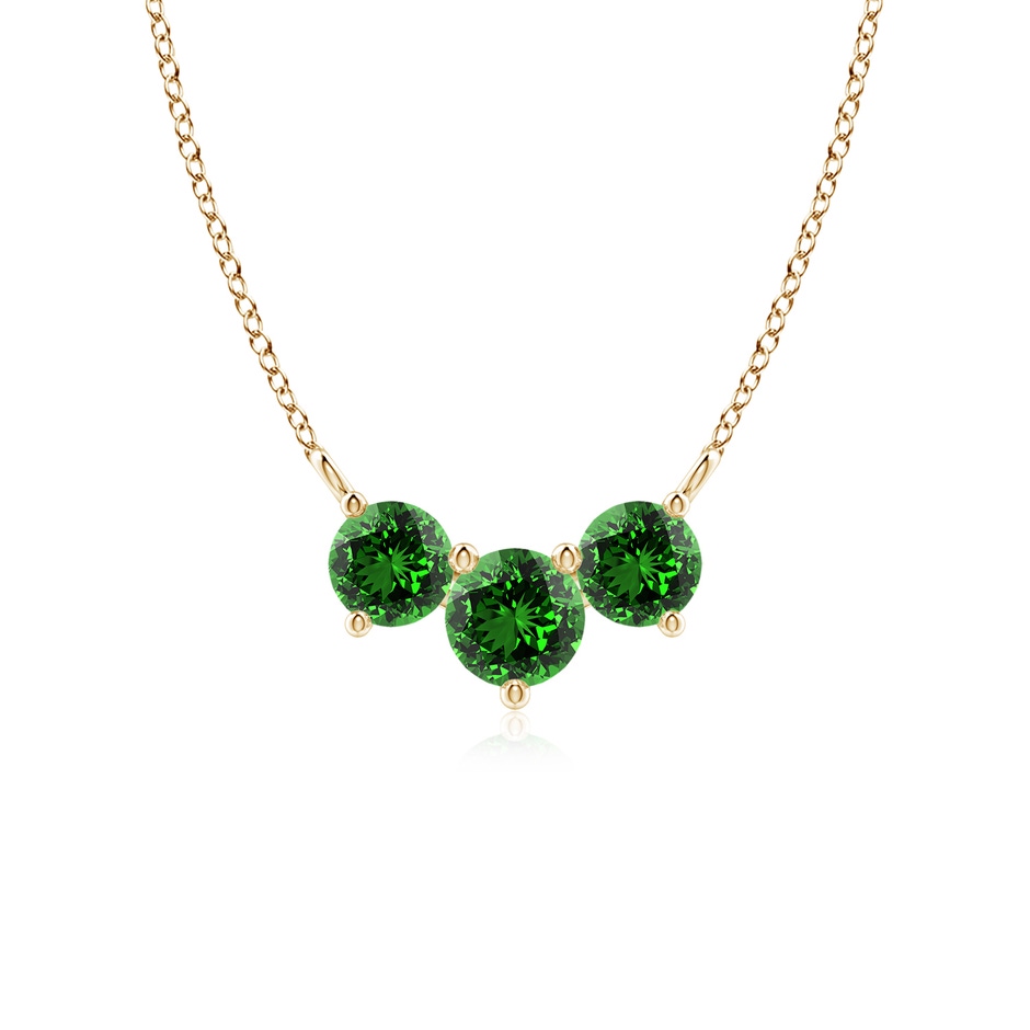5mm Labgrown Lab-Grown Classic Trio Emerald Necklace in Yellow Gold 
