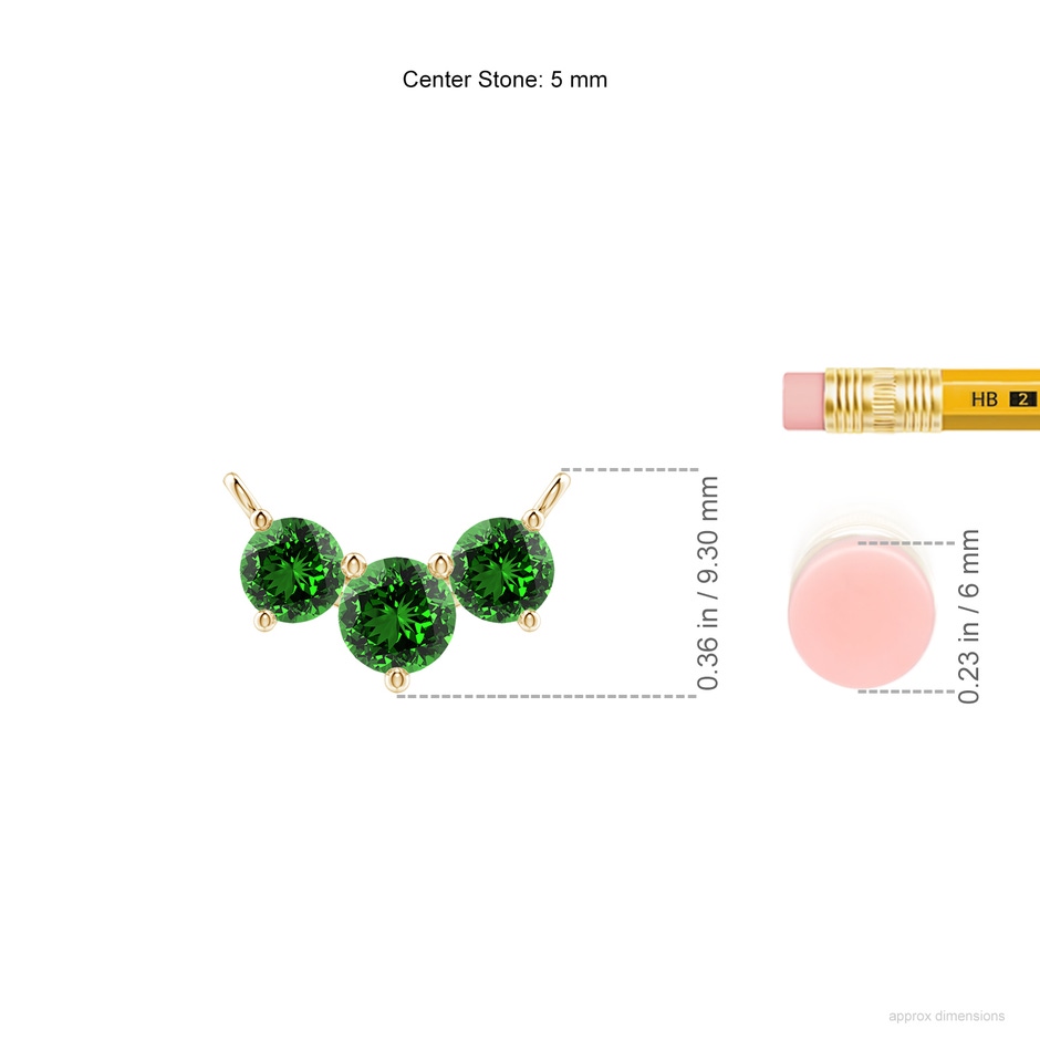 5mm Labgrown Lab-Grown Classic Trio Emerald Necklace in Yellow Gold ruler