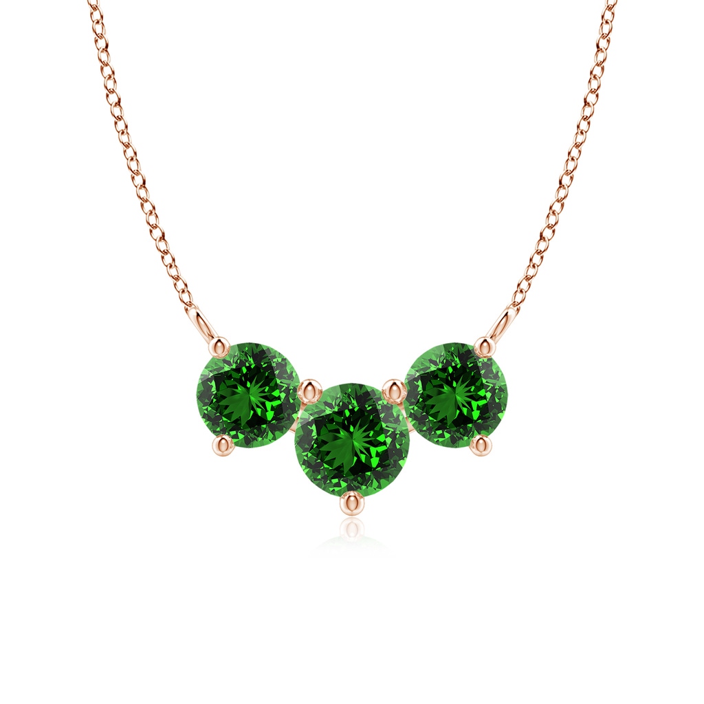 6mm Labgrown Lab-Grown Classic Trio Emerald Necklace in Rose Gold