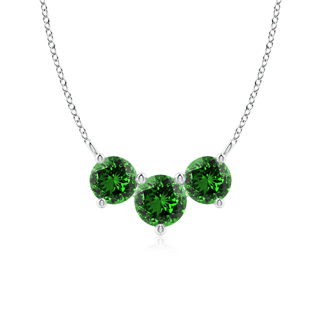 6mm Labgrown Lab-Grown Classic Trio Emerald Necklace in White Gold
