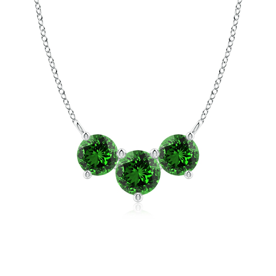 6mm Labgrown Lab-Grown Classic Trio Emerald Necklace in White Gold 