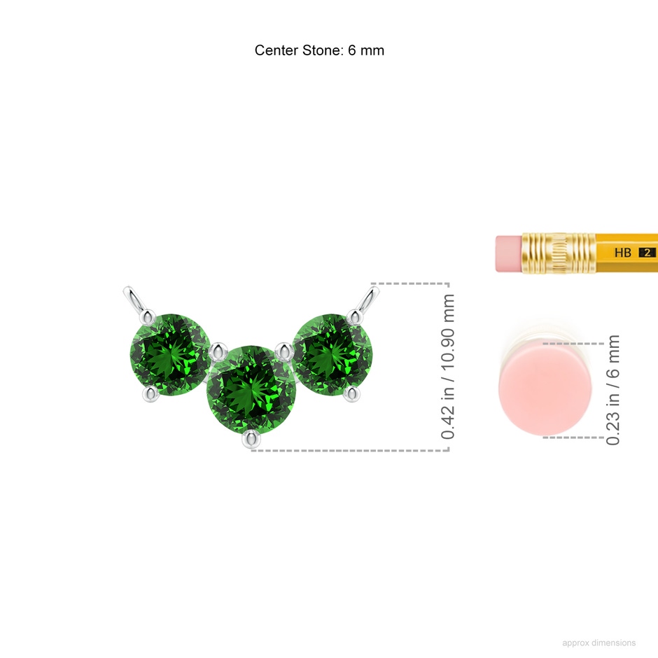 6mm Labgrown Lab-Grown Classic Trio Emerald Necklace in White Gold ruler