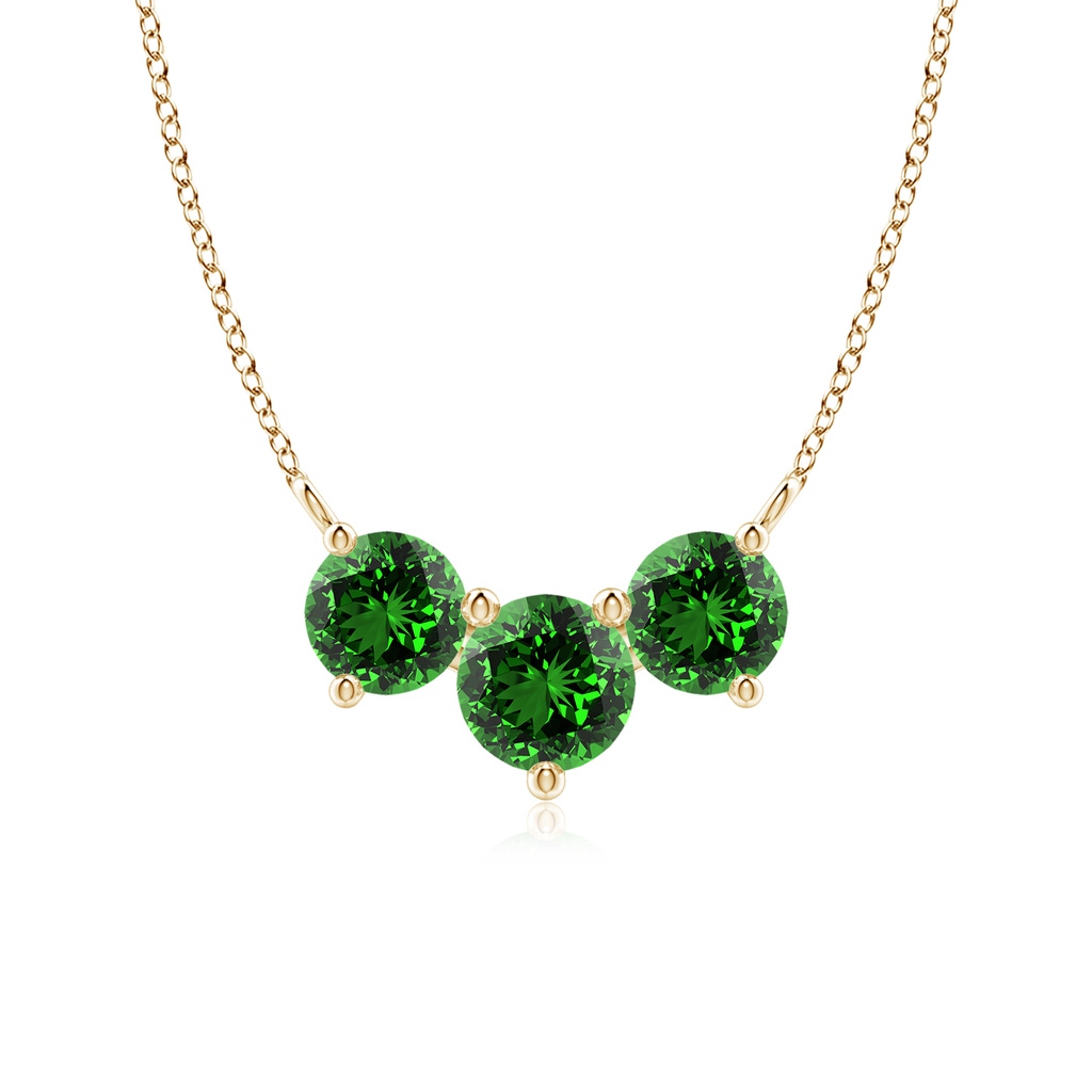 6mm Labgrown Lab-Grown Classic Trio Emerald Necklace in Yellow Gold 