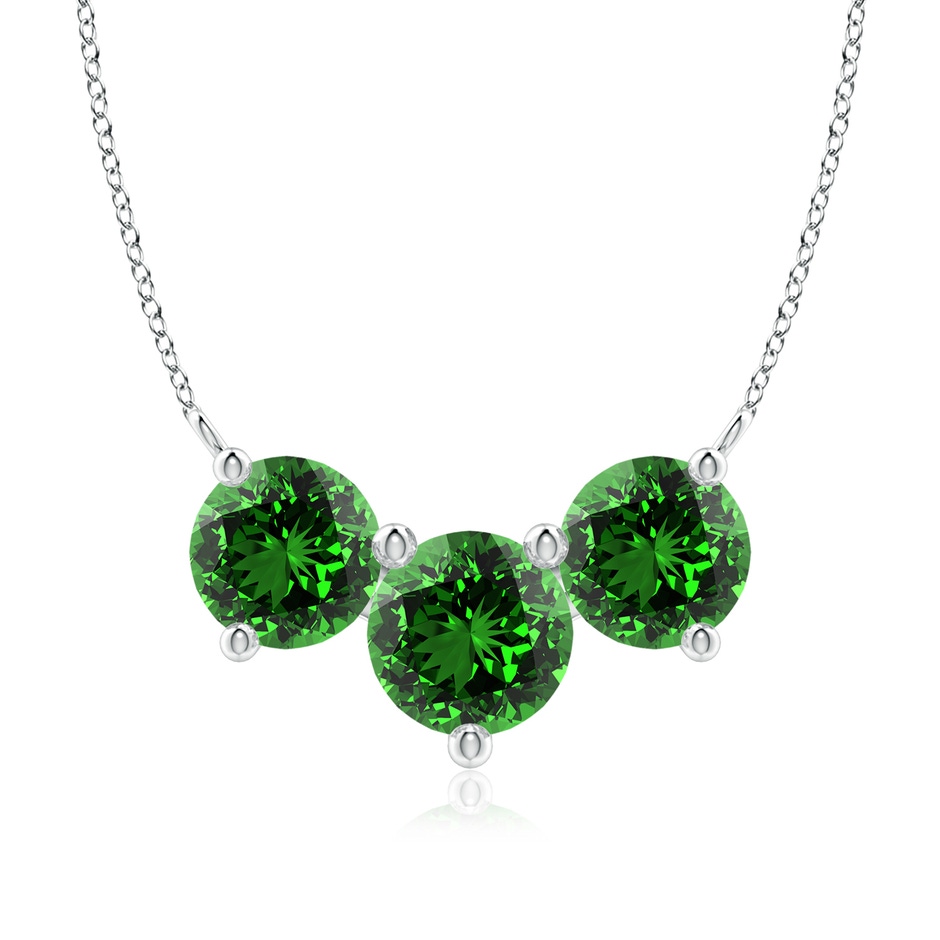 8mm Labgrown Lab-Grown Classic Trio Emerald Necklace in White Gold 