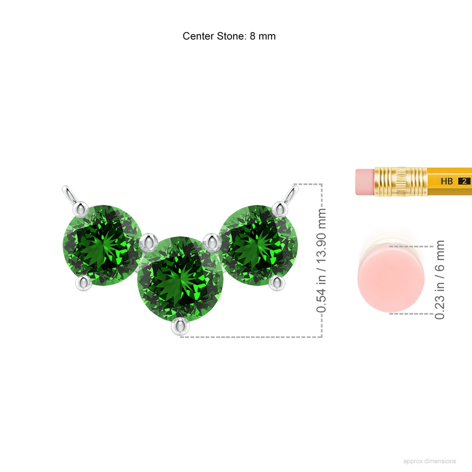 8mm Labgrown Lab-Grown Classic Trio Emerald Necklace in White Gold ruler