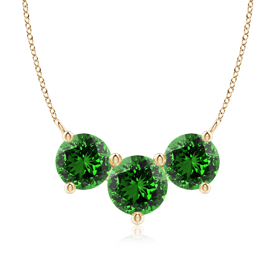 8mm Labgrown Lab-Grown Classic Trio Emerald Necklace in Yellow Gold 