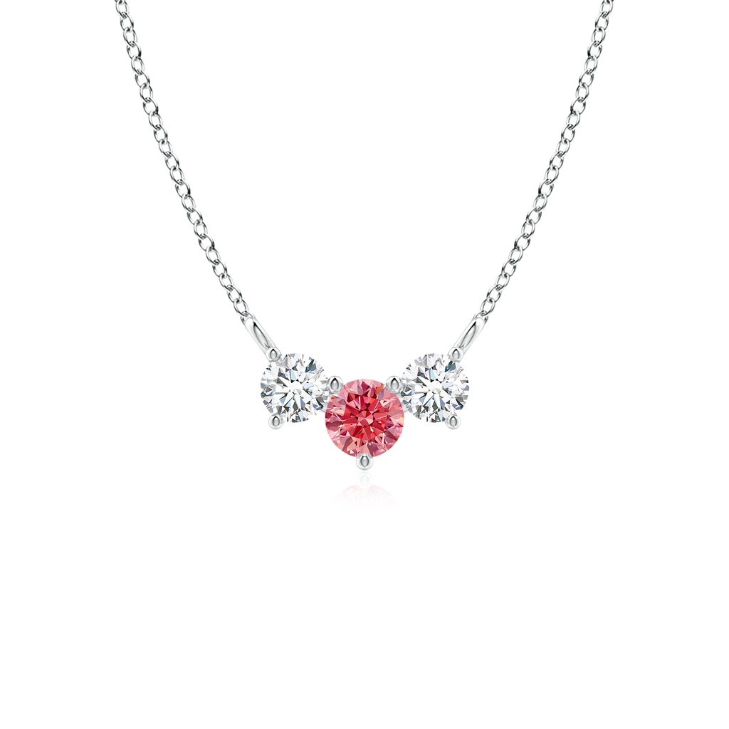 4mm Labgrown Classic Lab-Grown Fancy Intense Pink and White Diamond Necklace in P950 Platinum