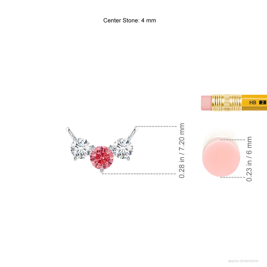 4mm Labgrown Classic Lab-Grown Fancy Intense Pink and White Diamond Necklace in P950 Platinum ruler