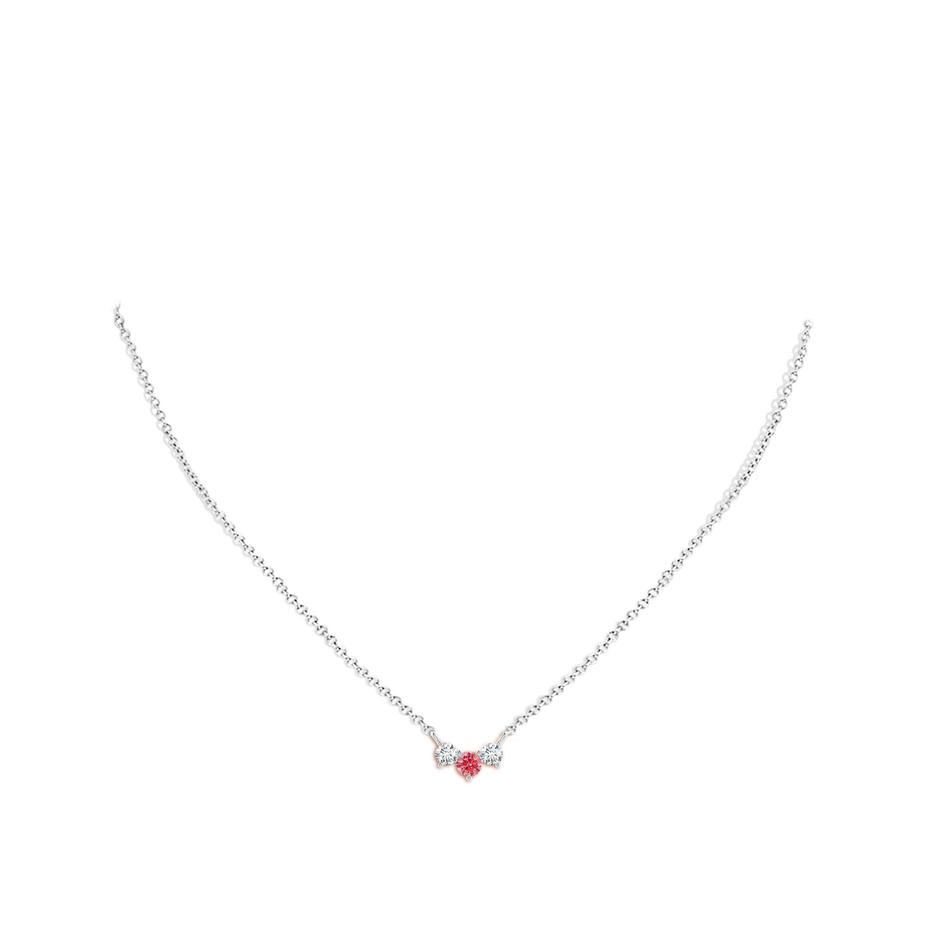 4mm Labgrown Classic Lab-Grown Fancy Intense Pink and White Diamond Necklace in P950 Platinum pen