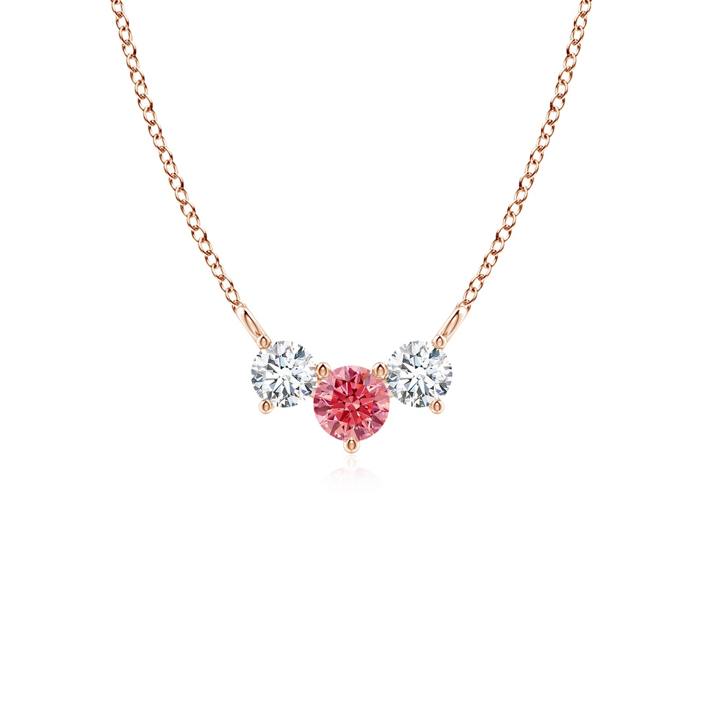 4mm Labgrown Classic Lab-Grown Fancy Intense Pink and White Diamond Necklace in Rose Gold