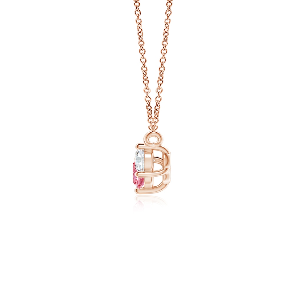 4mm Labgrown Classic Lab-Grown Fancy Intense Pink and White Diamond Necklace in Rose Gold - side 199