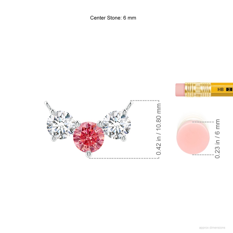 6mm Labgrown Classic Lab-Grown Fancy Intense Pink and White Diamond Necklace in P950 Platinum ruler
