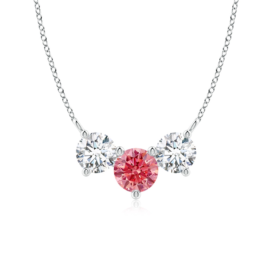 6mm Labgrown Classic Lab-Grown Fancy Intense Pink and White Diamond Necklace in White Gold 