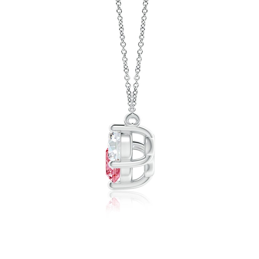 Classic Trio Round Lab-Grown Fancy Intense Pink and White Diamond Necklace