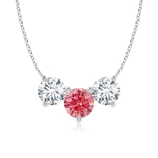 7mm Labgrown Classic Lab-Grown Fancy Intense Pink and White Diamond Necklace in P950 Platinum