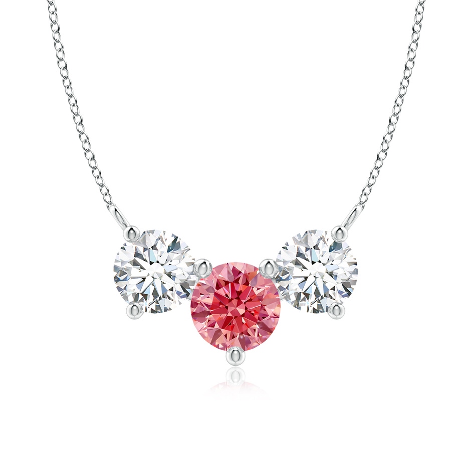 7mm Labgrown Classic Lab-Grown Fancy Intense Pink and White Diamond Necklace in P950 Platinum 