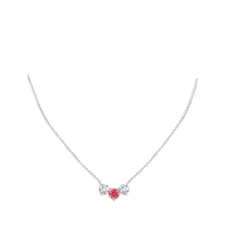 7mm Labgrown Classic Lab-Grown Fancy Intense Pink and White Diamond Necklace in P950 Platinum pen