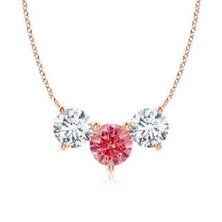 7mm Labgrown Classic Lab-Grown Fancy Intense Pink and White Diamond Necklace in Rose Gold