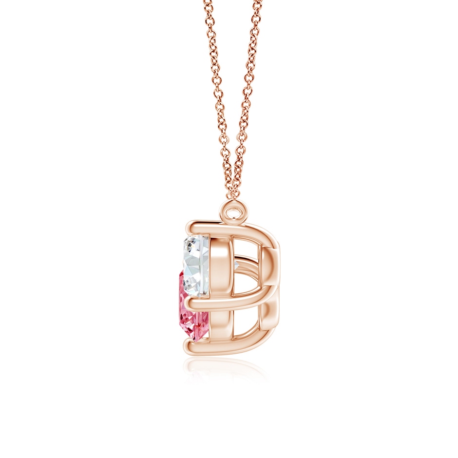 7mm Labgrown Classic Lab-Grown Fancy Intense Pink and White Diamond Necklace in Rose Gold side 199