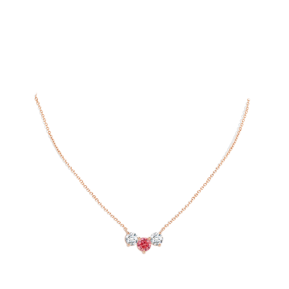7mm Labgrown Classic Lab-Grown Fancy Intense Pink and White Diamond Necklace in Rose Gold pen