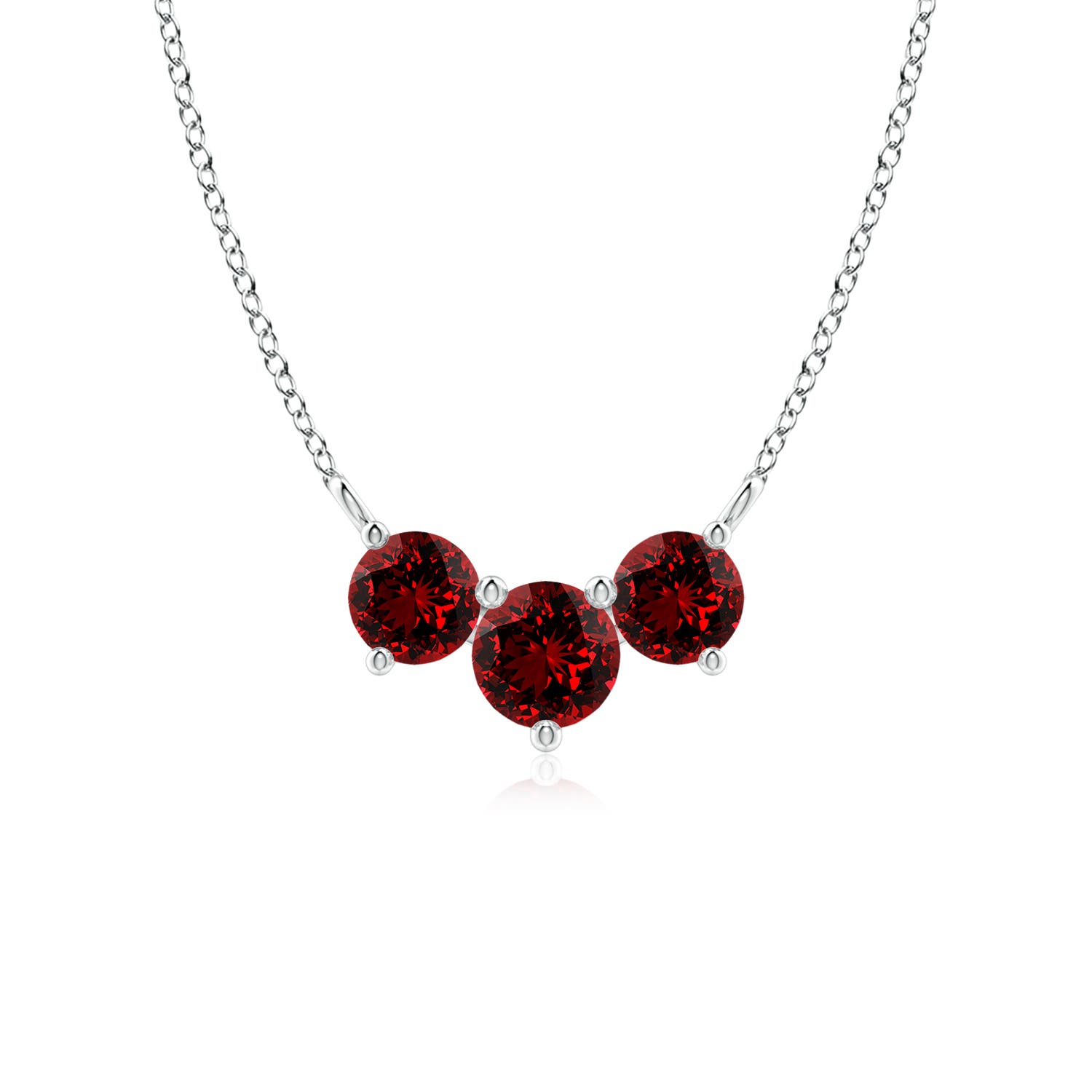 Dreier-Rubenbergkette aus im Labor gezüchteten Rubinen (5 mm) in P950 Platin