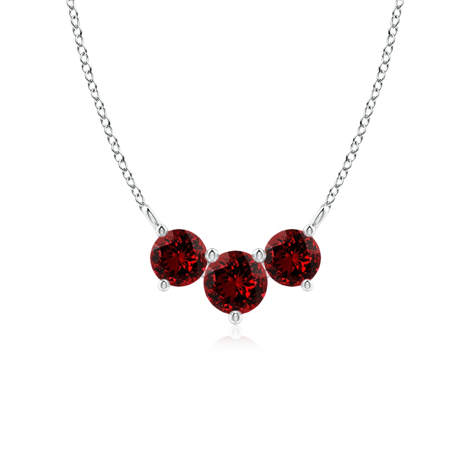 5mm Labgrown Lab-Grown Classic Trio Ruby Necklace in White Gold 