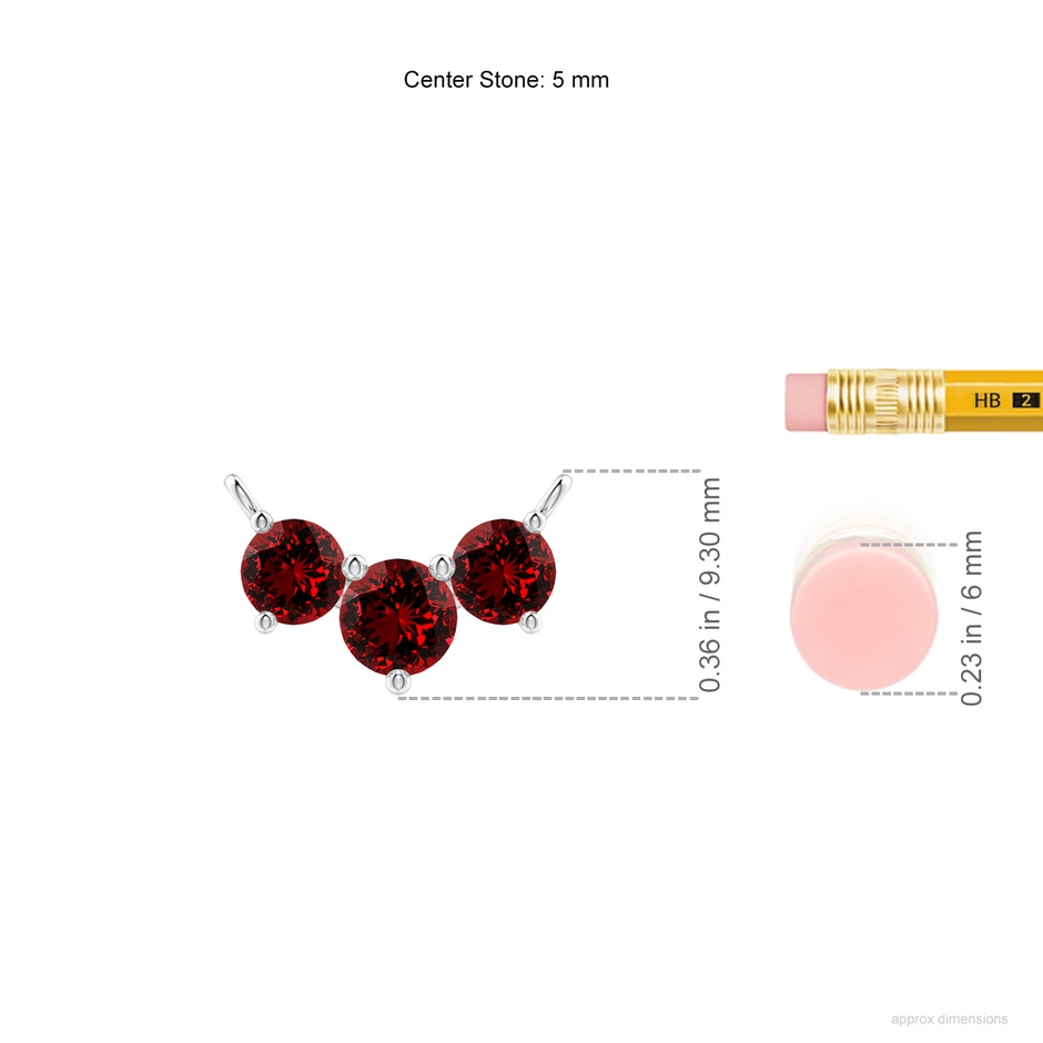 5mm Labgrown Lab-Grown Classic Trio Ruby Necklace in White Gold ruler