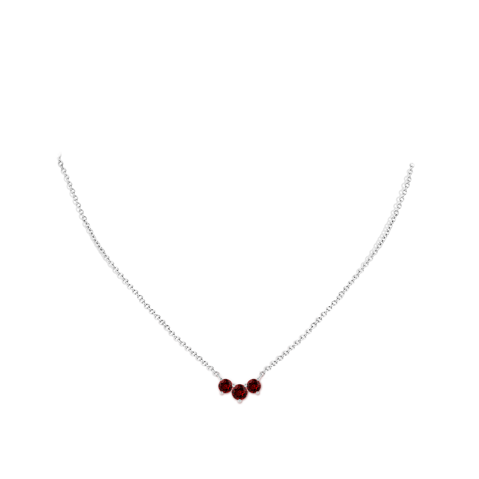 5mm Labgrown Lab-Grown Classic Trio Ruby Necklace in White Gold pen