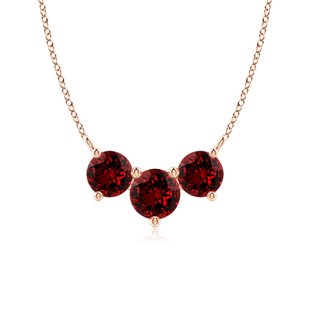 6mm Labgrown Lab-Grown Classic Trio Ruby Necklace in Rose Gold