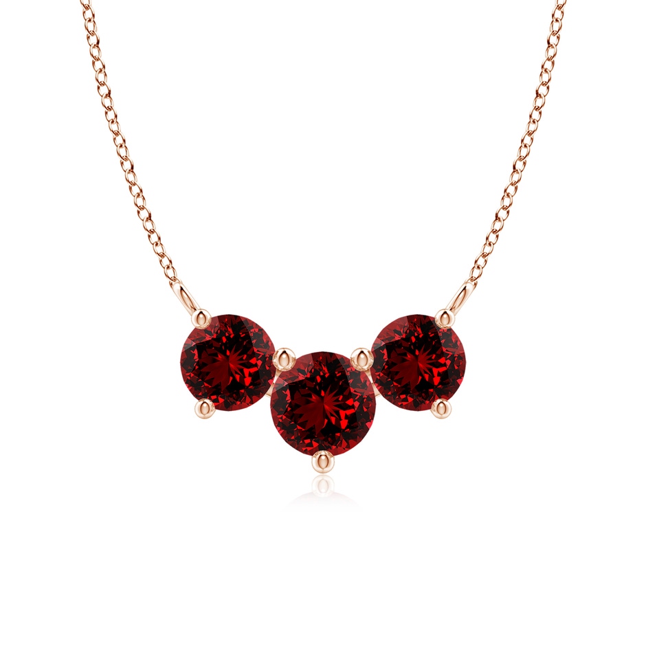 6mm Labgrown Lab-Grown Classic Trio Ruby Necklace in Rose Gold 