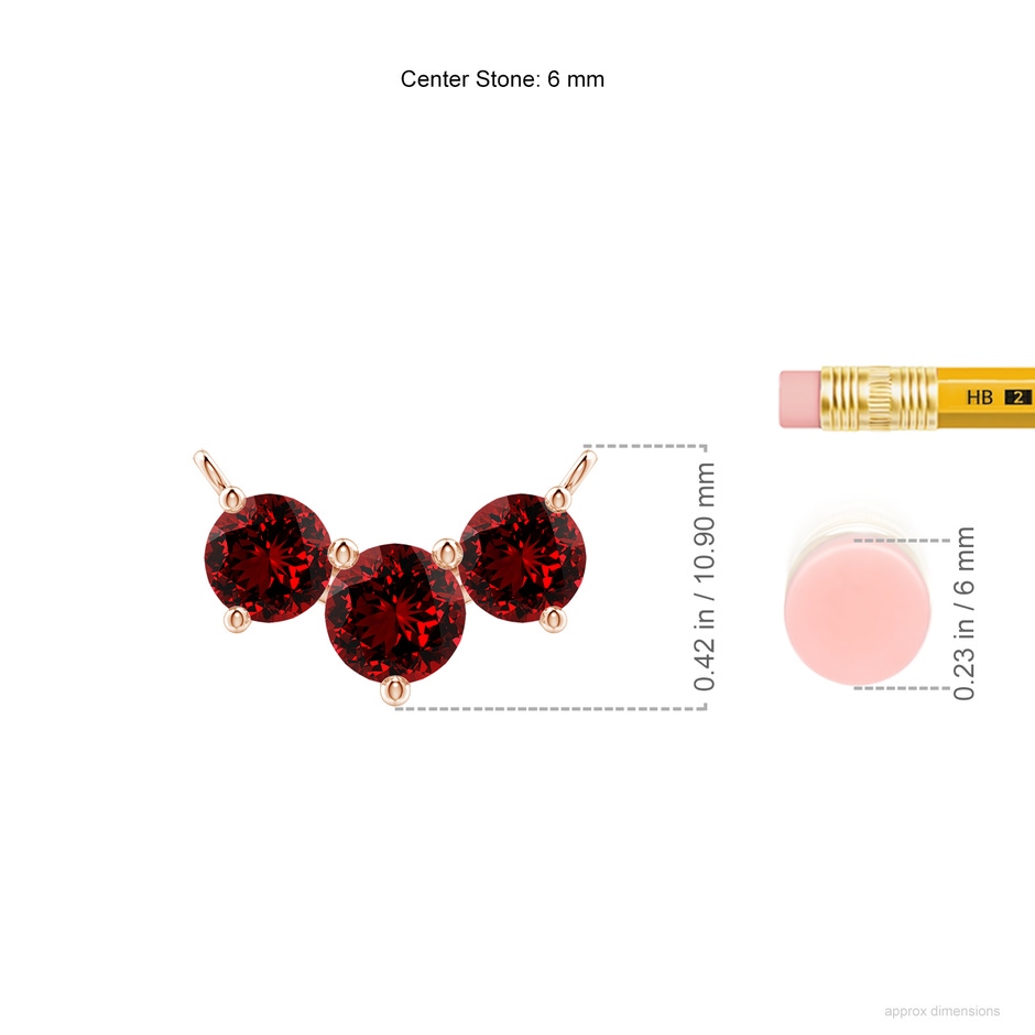 6mm Labgrown Lab-Grown Classic Trio Ruby Necklace in Rose Gold ruler