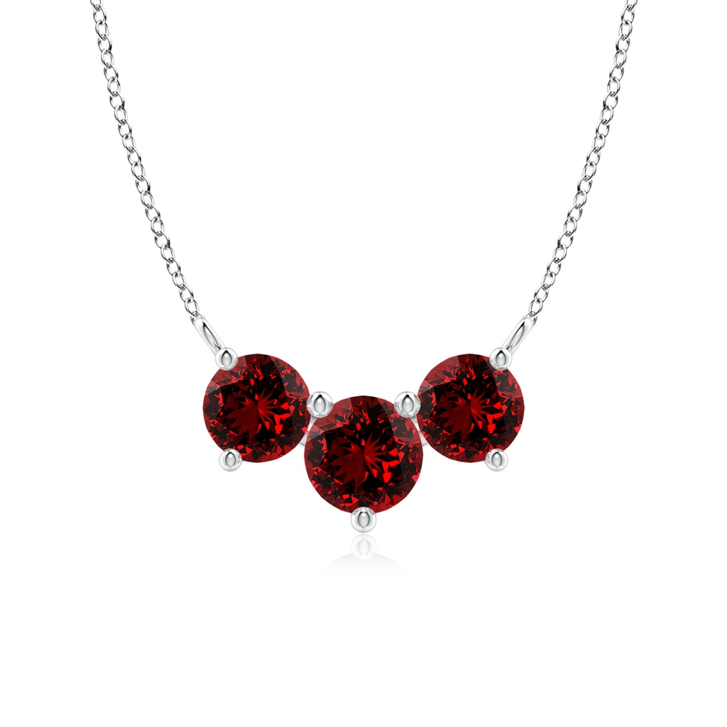 6mm Labgrown Lab-Grown Classic Trio Ruby Necklace in White Gold