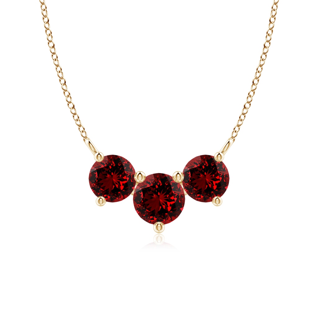 6mm Labgrown Lab-Grown Classic Trio Ruby Necklace in Yellow Gold