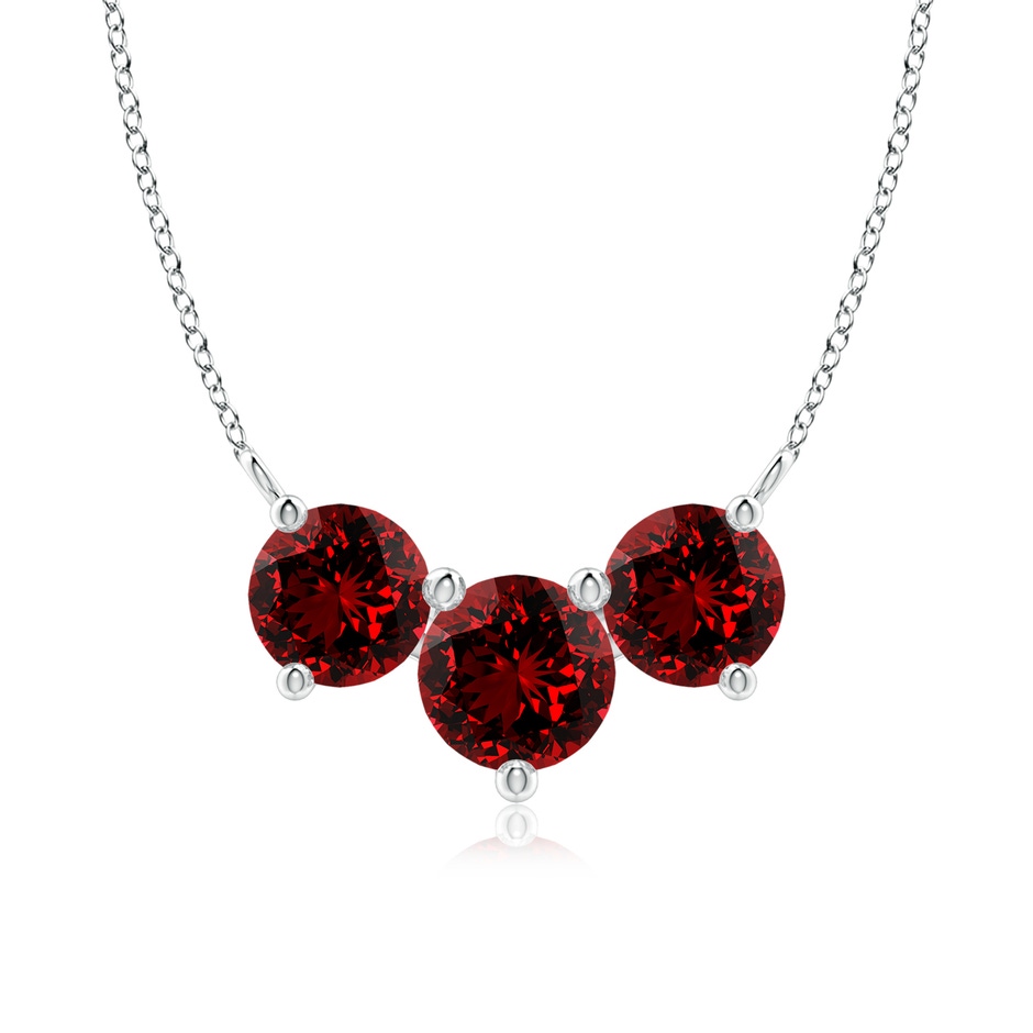 7mm Labgrown Lab-Grown Classic Trio Ruby Necklace in White Gold 