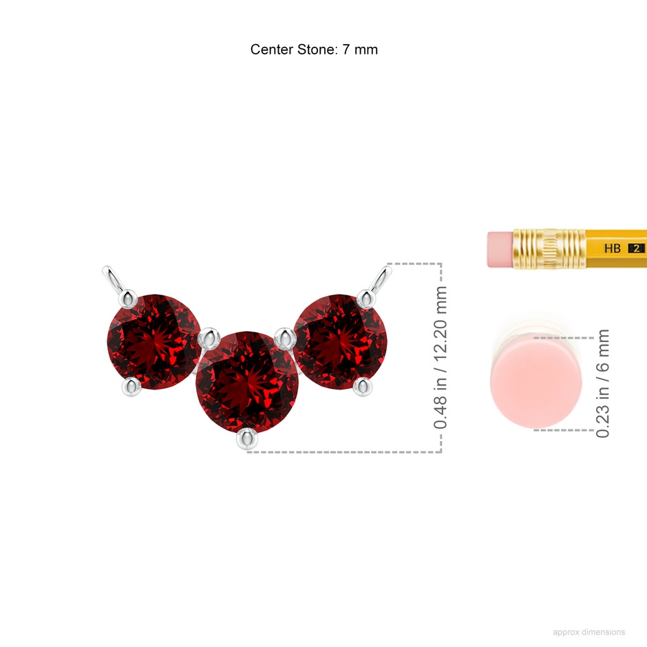 7mm Labgrown Lab-Grown Classic Trio Ruby Necklace in White Gold ruler