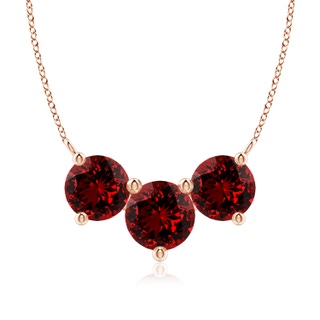 8mm Labgrown Lab-Grown Classic Trio Ruby Necklace in Rose Gold