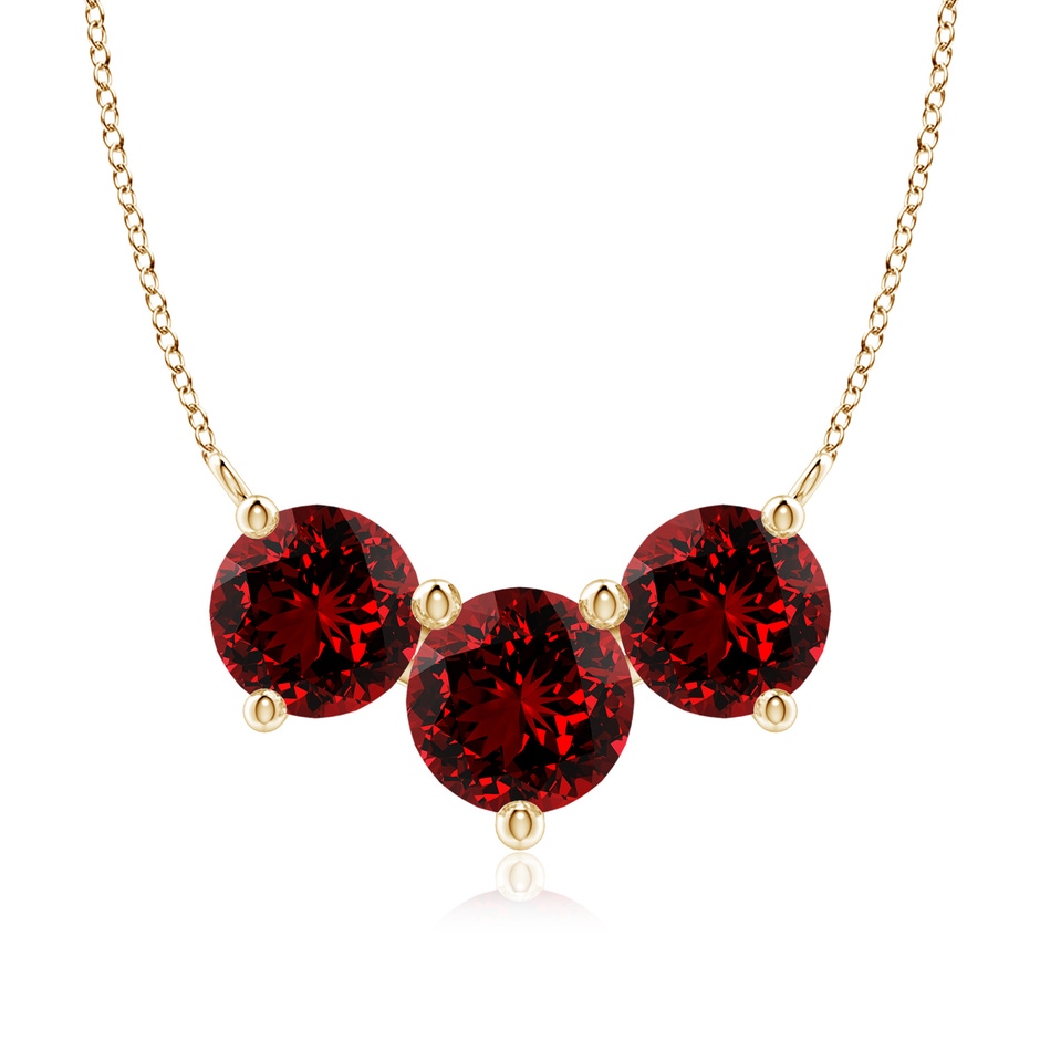 8mm Labgrown Lab-Grown Classic Trio Ruby Necklace in Yellow Gold 
