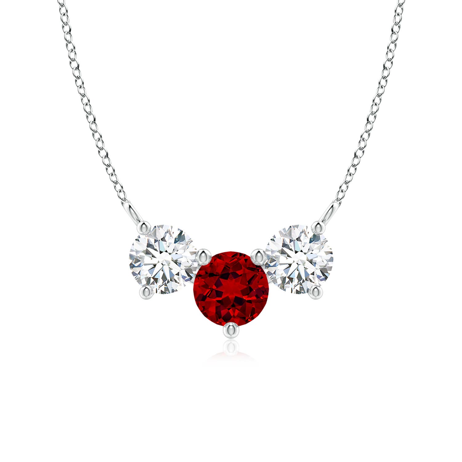 Premium - Lab-Grown Ruby / 1.94 CT / 14 KT White Gold