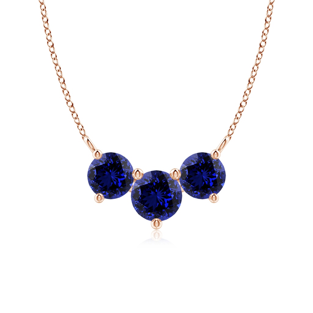 6mm Labgrown Lab-Grown Classic Trio Sapphire Necklace in Rose Gold