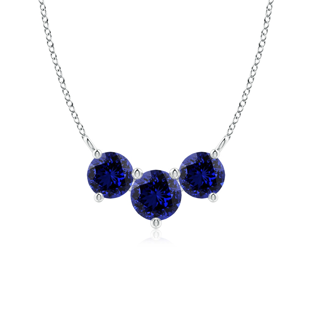 6mm Labgrown Lab-Grown Classic Trio Sapphire Necklace in White Gold