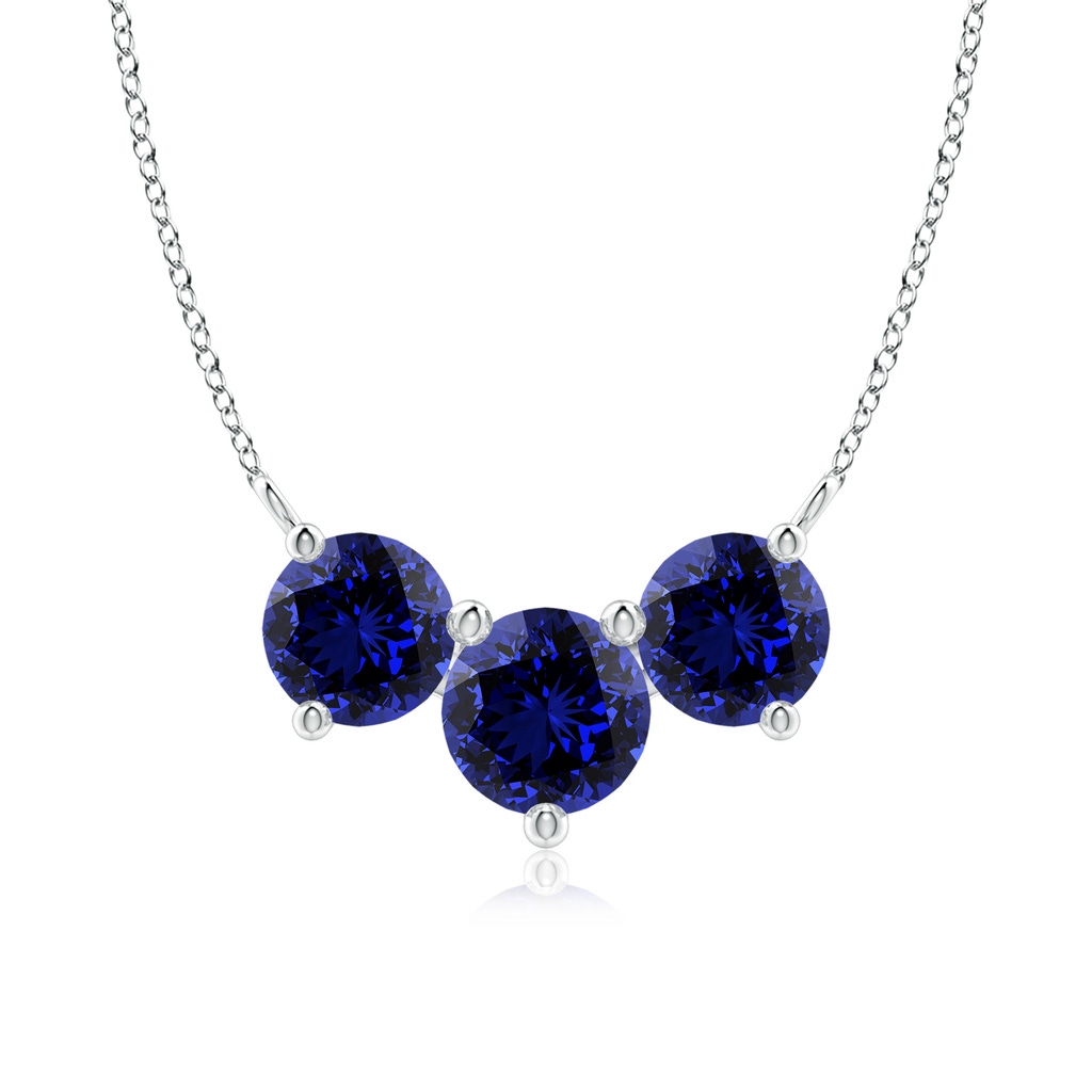 7mm Labgrown Lab-Grown Classic Trio Sapphire Necklace in White Gold