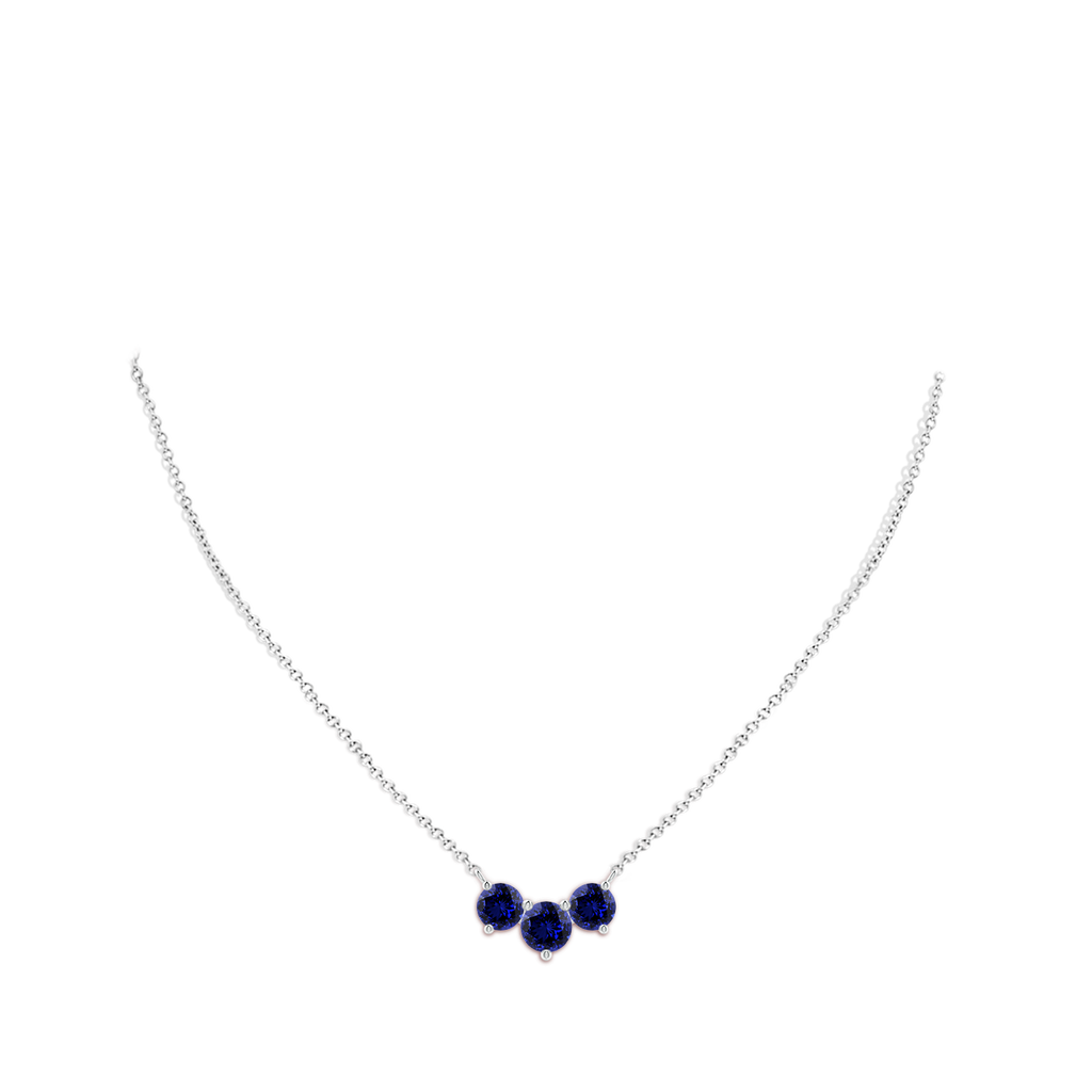 7mm Labgrown Lab-Grown Classic Trio Sapphire Necklace in White Gold pen