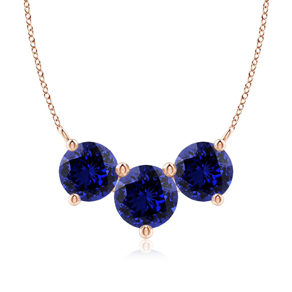 8mm Labgrown Lab-Grown Classic Trio Sapphire Necklace in 10K Rose Gold